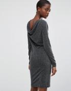 B.young Silver Lurex Dress With Cowl Back - Silver