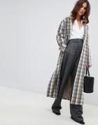 Fashion Union Oversized Smart Coat In Check - Cream