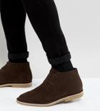 Asos Wide Fit Desert Boots In Brown Faux Suede - Brown