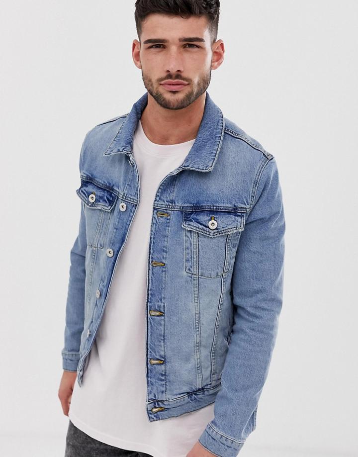 River Island Denim Jacket In Blue Wash - Blue