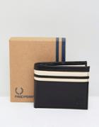 Fred Perry Leather Twin Tip Billfold Wallet With Coin Pocket - Black