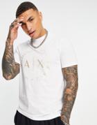 Armani Exchange Circle Gold Logo T-shirt In White