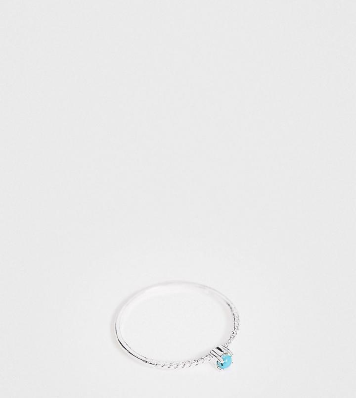 Asos Design Sterling Silver Ring With Stone Set Twist Band - Silver