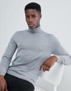 Esprit Turtleneck Sweater In 100% Cotton In Gray - Gray
