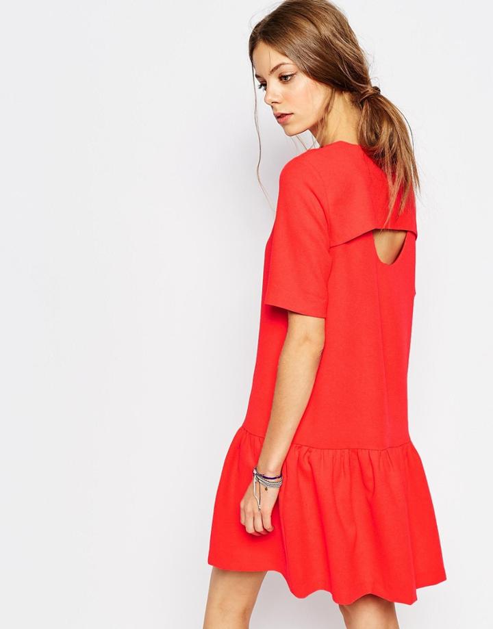 Suncoo Open Back Drop Waist Dress In Red - 21 Grenadine