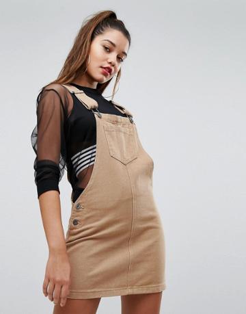 Liquor N Poker Denim Overall Dress - Tan