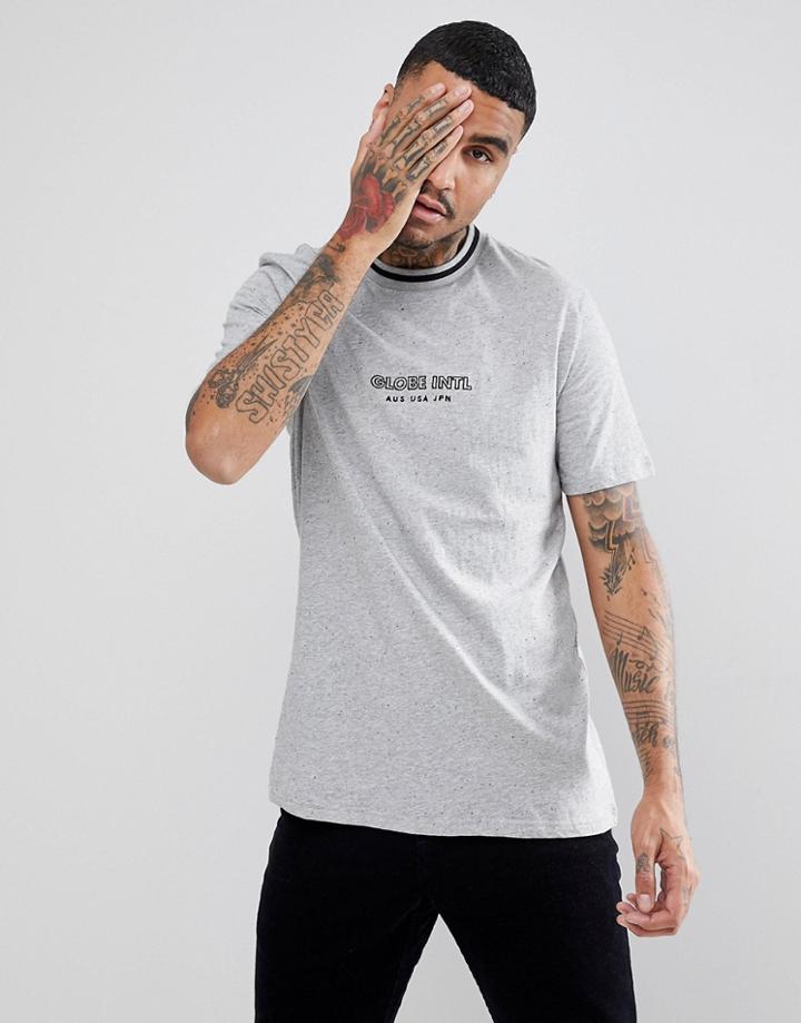 Globe New Yorker T-shirt With Rib Neckline In Gray - Gray