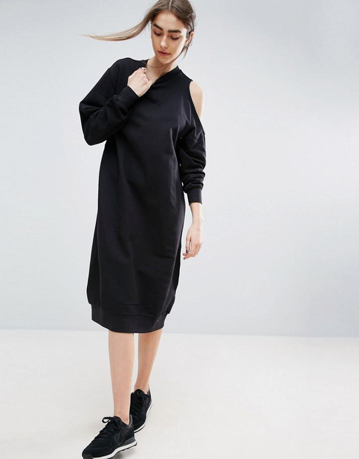 Asos White One Shoulder Cut Out Dress - Black