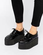 T.u.k. Stack Stud Mega Flatform Leather Shoes - Black