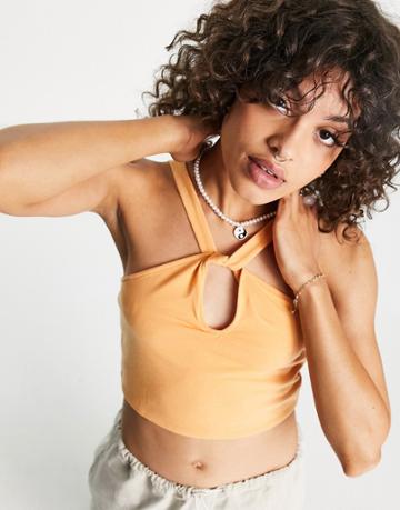 Fire & Glory Addi Cut Out Crop Tank Top In Orange