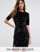 Fashion Union Tall Pearl Embellished Mini Dress - Black