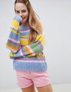 Asos Design Cropped Sweater In Stripe - Multi