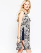 Parisian Tunic Top With Side Splits In Scarf Print