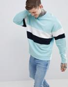 Asos Design Oversized Sweatshirt With Color Block - Blue