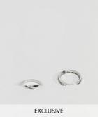 Designb Silver Twisted Band Rings In 2 Pack Exclusive To Asos - Silver