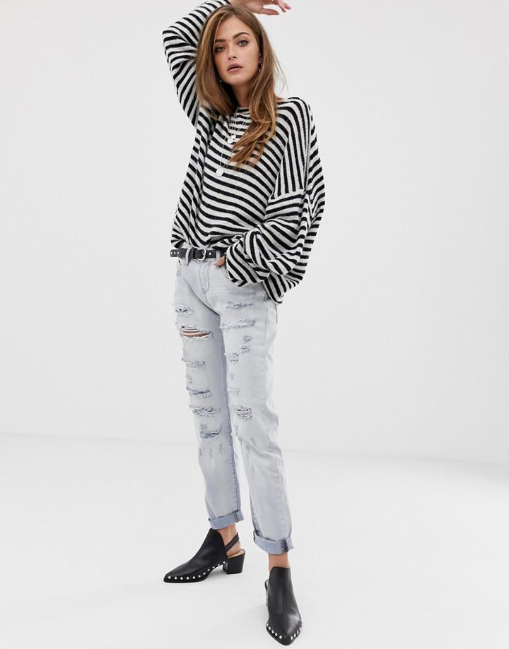 One Teaspoon Awesome Baggies Destroyed Boyfriend Jeans - Blue