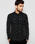 Asos Skinny Shirt With Shadowed Shapes In Long Sleeve