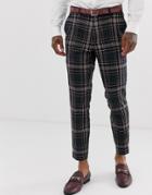 Devils Advocate Winter Check Skinny Fit Suit Pants - Green