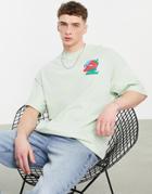Topman Extreme Oversized T-shirt With Just Chillin Chest Print In Sage-green