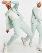 Asos Design Super Skinny Soft Tailored Suit Pants In Mint Green Jersey