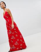 Parisian Floral Cami Maxi Dress - Red