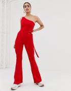 In The Style Billie Faiers One Shoulder Jumpsuit - Red