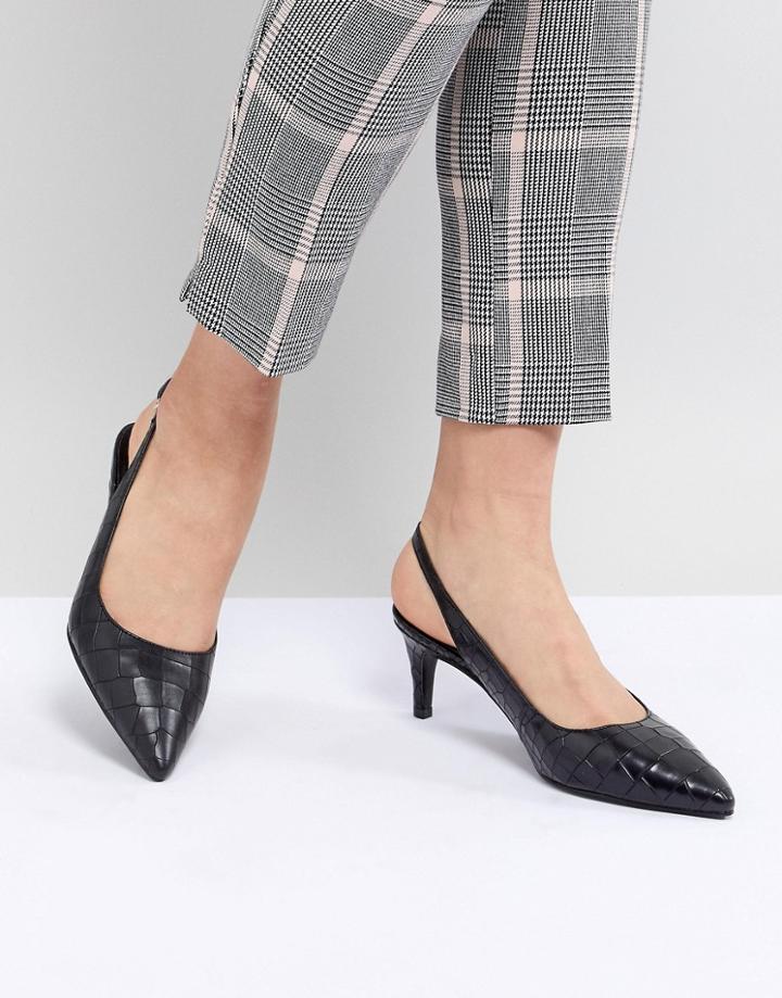 New Look Slingback Croc Effect Court - Black