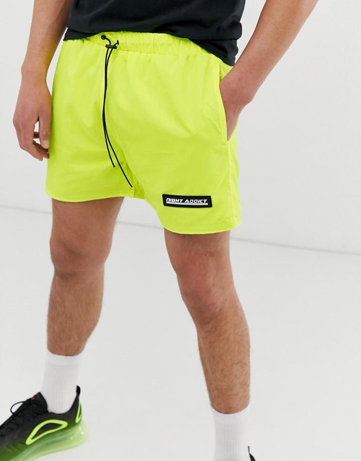 Night Addict Neon Running Shorts - Yellow