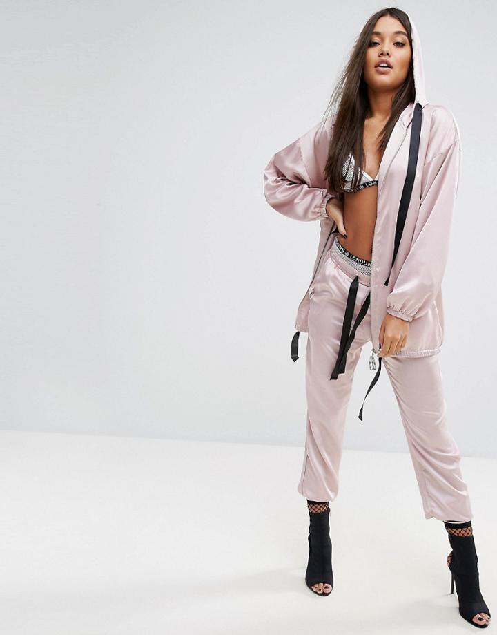 Missguided Londunn Satin Cuffed Jogger - Pink
