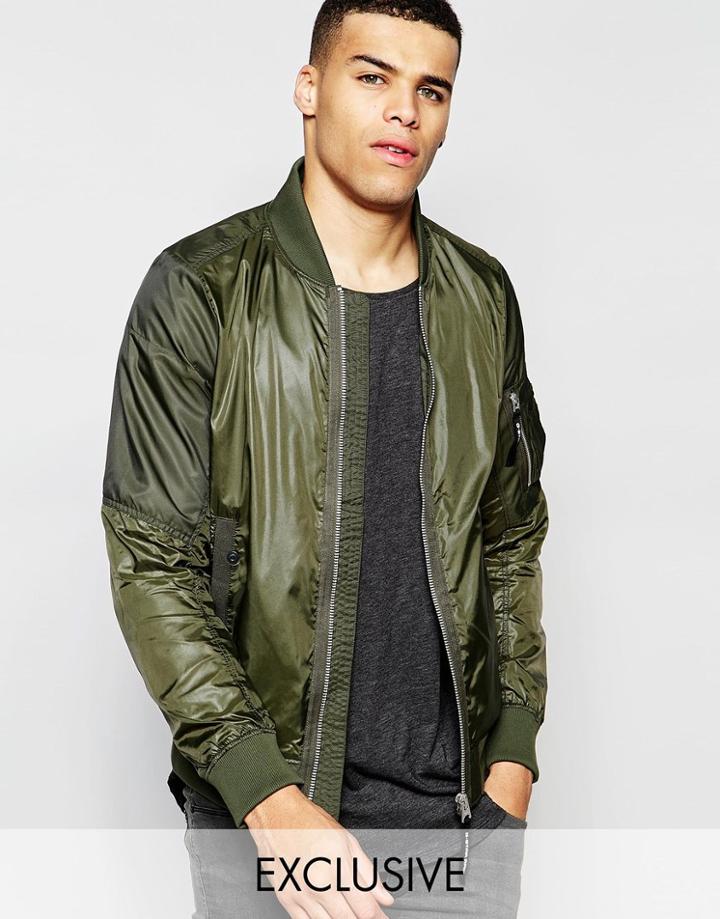 G-star Be Raw Exclusive To Asos Bomber Jacket Batt-a Nylon In Forest Night Green - Forest Night