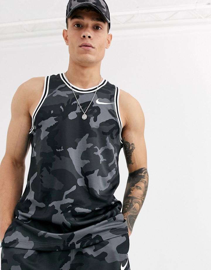 Nike Basketball Dna Camo Tank In Black