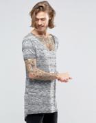 Asos Super Longline T-shirt With Scoop Neck And Curved Hem In Space Dye - Gray