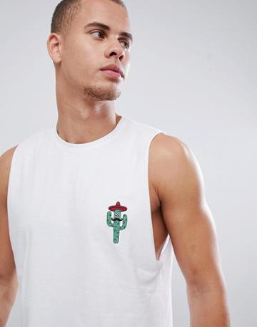 Urban Threads Embroidered Summer Daze Tank - White