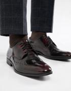 Asos Design Brogue Shoes In Burgundy Leather - Red
