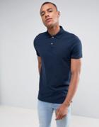 Hollister Slim Fit Pique Polo In Navy - Navy