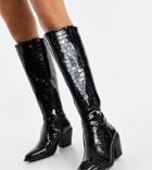 Glamorous Wide Fit Knee High Western Boots In Black