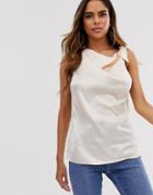 Asos Design Cowl Neck Sleeveless Top - White