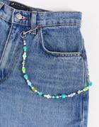 Asos Design Joyful Jeans Chain With Colorful Beading-silver