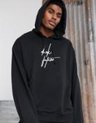 Asos Design Oversized Hoodie In Black With Dark Future Logo