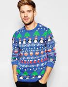Asos Holidays Sweater With All Over Pattern - Multi