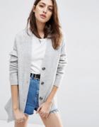 Asos Cardigan In Wool Mix - Pale Gray Marl