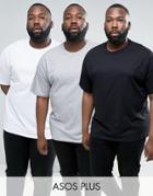 Asos Plus 3 Pack Oversized T-shirt With Crew Neck Save - Multi