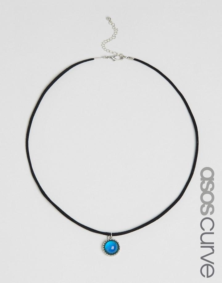 Asos Curve Moodstone Charm Cord Choker - Black