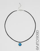 Asos Curve Moodstone Charm Cord Choker - Black