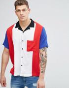 Jaded London Panel Shirt With Revere Collar Reg Fit - White
