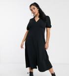 Asos Design Curve Ultimate Midi Tea Dress With Collar In Black
