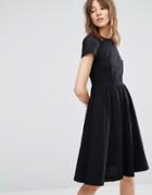 Ymc Perforated Sleeve Skater Dress - Black