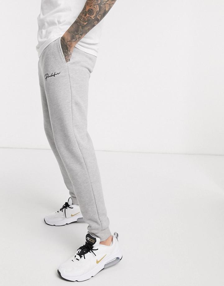 River Island Slim Jogger In Light Gray-grey