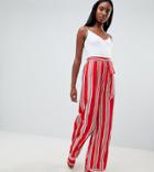 Missguided Tall Striped Wide Leg Pants - Red