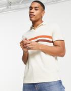 Asos Design Polo T-shirt In Beige With Contrast Panels-neutral